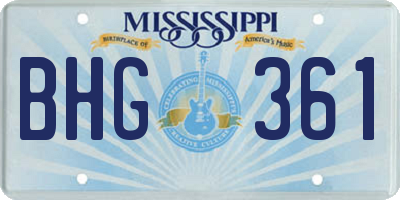 MS license plate BHG361