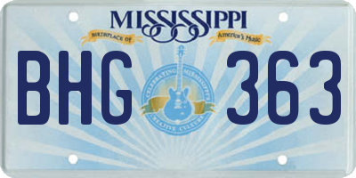 MS license plate BHG363