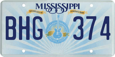 MS license plate BHG374