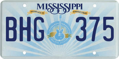 MS license plate BHG375