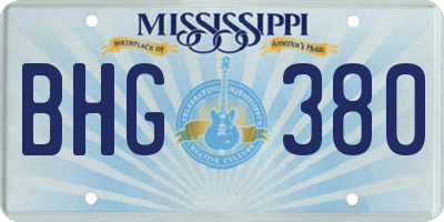 MS license plate BHG380