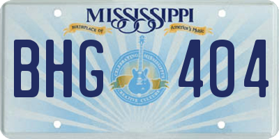 MS license plate BHG404