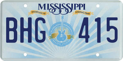MS license plate BHG415