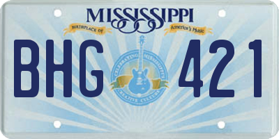 MS license plate BHG421