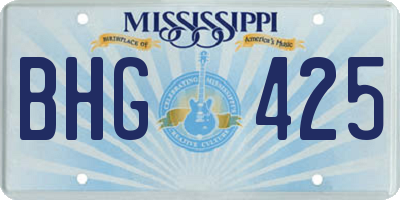 MS license plate BHG425