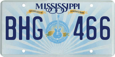 MS license plate BHG466