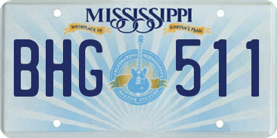 MS license plate BHG511