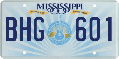 MS license plate BHG601
