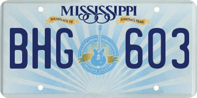 MS license plate BHG603