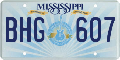 MS license plate BHG607