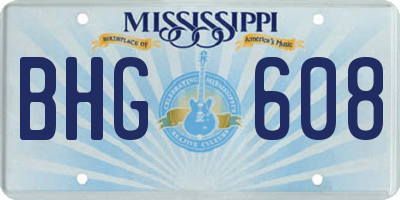 MS license plate BHG608