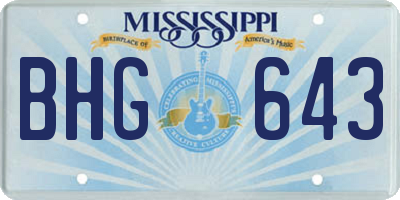 MS license plate BHG643
