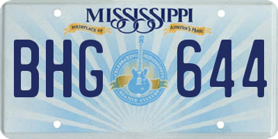MS license plate BHG644
