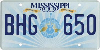 MS license plate BHG650
