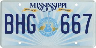 MS license plate BHG667