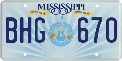 MS license plate BHG670