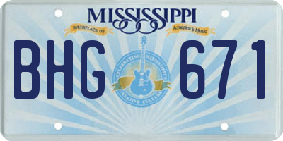MS license plate BHG671