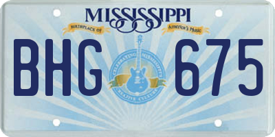 MS license plate BHG675