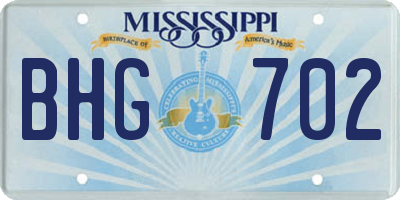 MS license plate BHG702