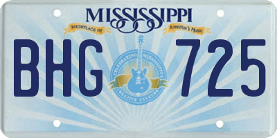 MS license plate BHG725