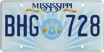 MS license plate BHG728