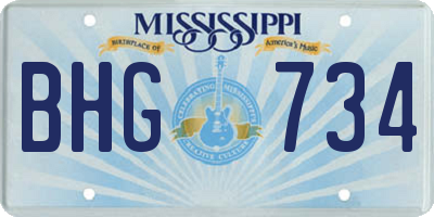 MS license plate BHG734