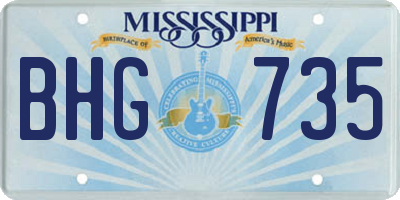 MS license plate BHG735