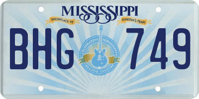 MS license plate BHG749