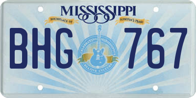 MS license plate BHG767