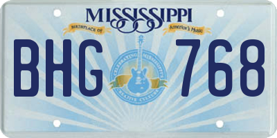 MS license plate BHG768