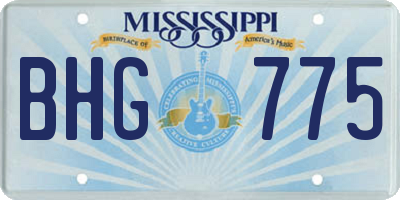 MS license plate BHG775