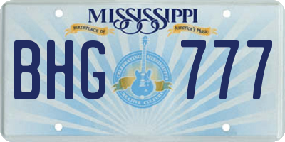 MS license plate BHG777