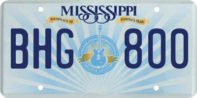 MS license plate BHG800
