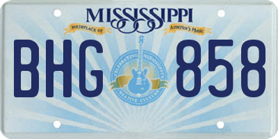 MS license plate BHG858