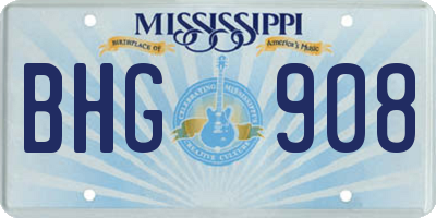 MS license plate BHG908