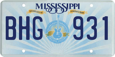 MS license plate BHG931