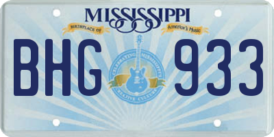 MS license plate BHG933