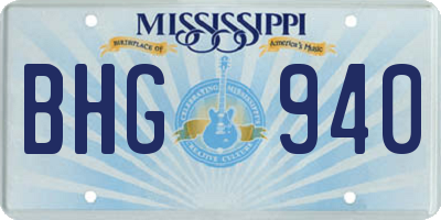 MS license plate BHG940