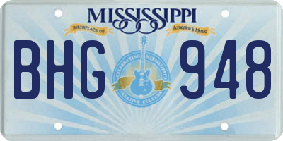 MS license plate BHG948