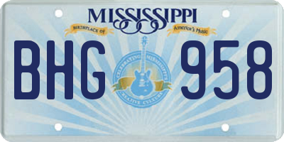 MS license plate BHG958