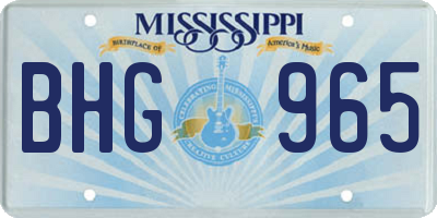 MS license plate BHG965