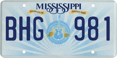 MS license plate BHG981