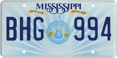 MS license plate BHG994