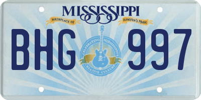 MS license plate BHG997