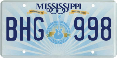 MS license plate BHG998