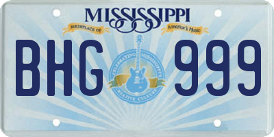 MS license plate BHG999