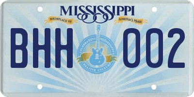 MS license plate BHH002