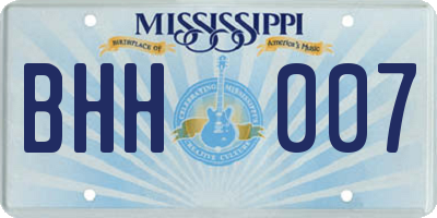 MS license plate BHH007