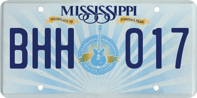MS license plate BHH017