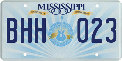 MS license plate BHH023